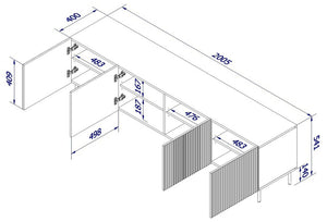 Mobile porta TV Varenna, Madia da salotto con quattro ante battenti, Rialzato da terra, 200x42 h52 cm, Bianco