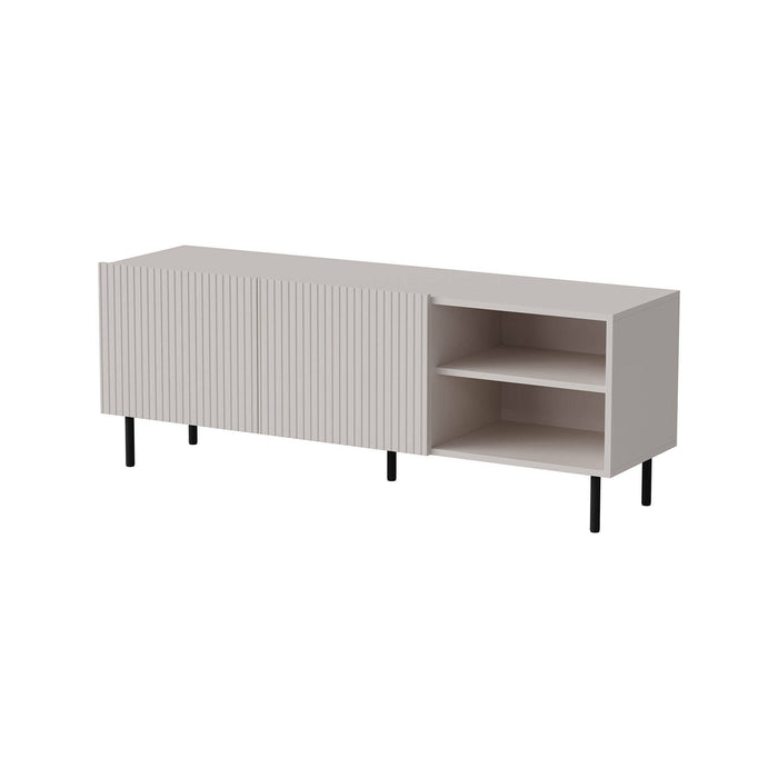 Mobile porta TV Molini, Madia da salotto con quattro ante battenti, Rialzato da terra, 150x42 h52 cm, Beige