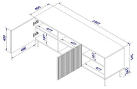 Mobile porta TV Magnano, Madia da salotto con quattro ante battenti, Rialzato da terra, 150x42 h52 cm, Beige