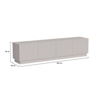 Mobile porta TV Macherio, Madia da salotto con quattro ante battenti, Design minimal e moderno, 200x40 h48 cm, Beige