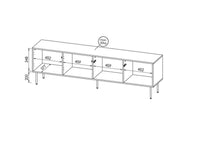 Mobile porta TV Marea, Madia da salotto con quattro ante battenti, Rialzato da terra, 190x40 h58 cm, Noce