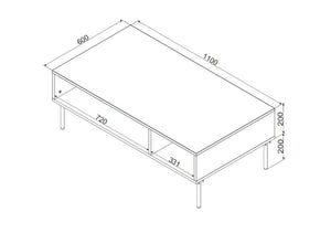 Tavolino da salotto Enemonzo, Con due vani contenitore, Rialzato da terra, 110x60 h40 cm, Nero