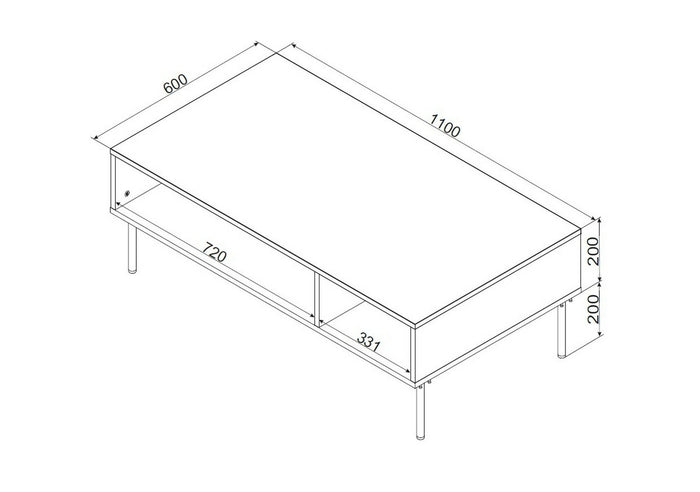 Tavolino da salotto Enemonzo, Con due vani contenitore, Rialzato da terra, 110x60 h40 cm, Nero