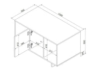 Tavolino da salotto Rho, Con ante e vani contenitore, Rialzato da terra, 100x55 h55 cm, Beige