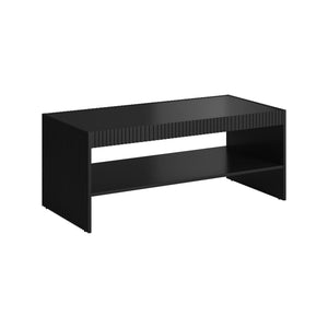 Tavolino da salotto Roasio, Con mensola e ampio ripiano da appoggio, Rialzato da terra, 120x57 h50 cm, Nero