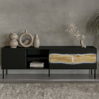 Luvinate, Mobile Porta tv 2 Ripiani, 190x40x61.5h cm Nero