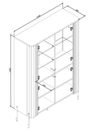 Vetrina Cimino, Vetrinetta da soggiorno con due ante e dettaglio in vetro, Rialzato da terra, 110x40 h160 cm, Nero