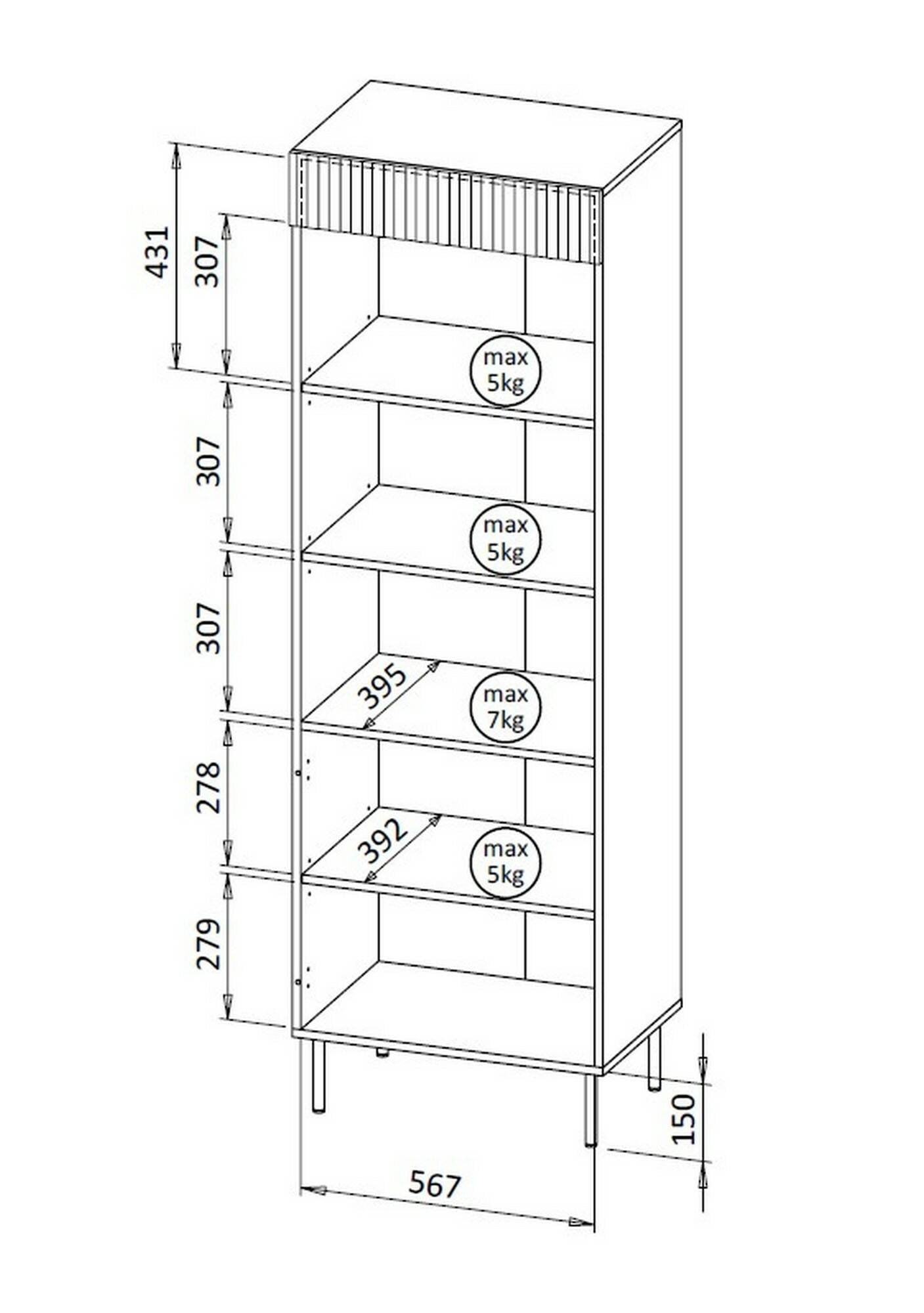 Libreria Agri, Mobile portalibri con vani aperti e un'anta, Design moderno e minimale, 185x42 h60 cm, Noce e Beige
