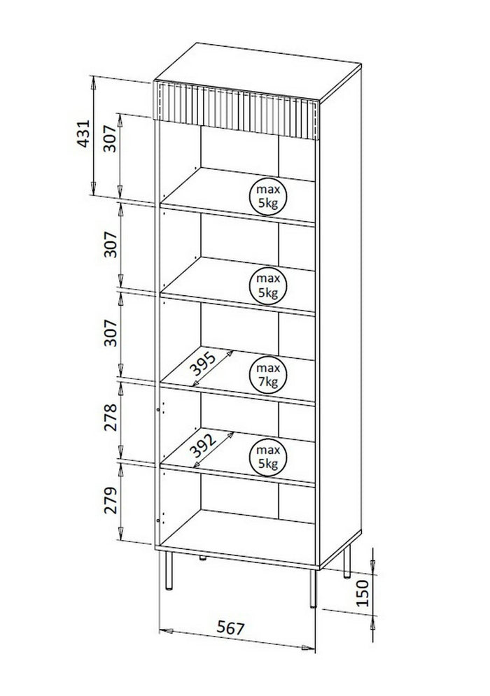 Libreria Agri, Mobile portalibri con vani aperti e un'anta, Design moderno e minimale, 185x42 h60 cm, Noce e Beige