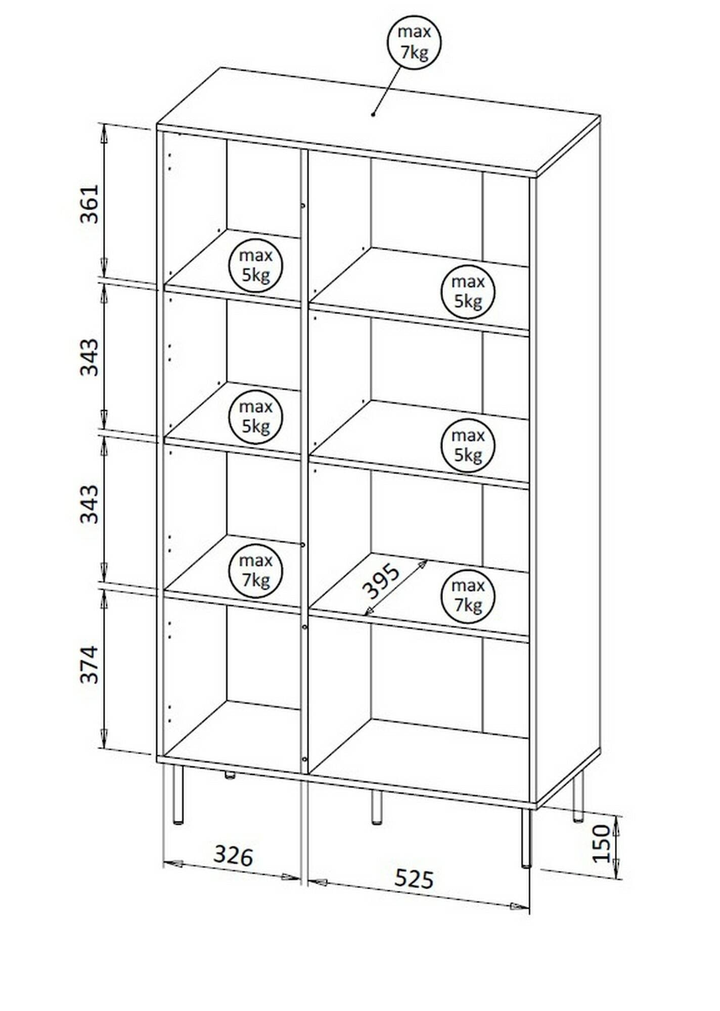 Libreria Mazze, Mobile portalibri con vani aperti e tre ante, Design moderno e minimale, 165x42 h90 cm, Noce e Beige