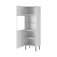 Vetrina Luzzana, Vetrinetta da soggiorno con anta e dettaglio in vetro, Rialzato da terra, 60x42 h183 cm, Bianco