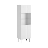 Vetrina Luzzana, Vetrinetta da soggiorno con anta e dettaglio in vetro, Rialzato da terra, 60x42 h183 cm, Bianco