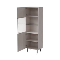 Vetrina Luzzana, Vetrinetta da soggiorno con anta e dettaglio in vetro, Rialzato da terra, 60x42 h183 cm, Beige