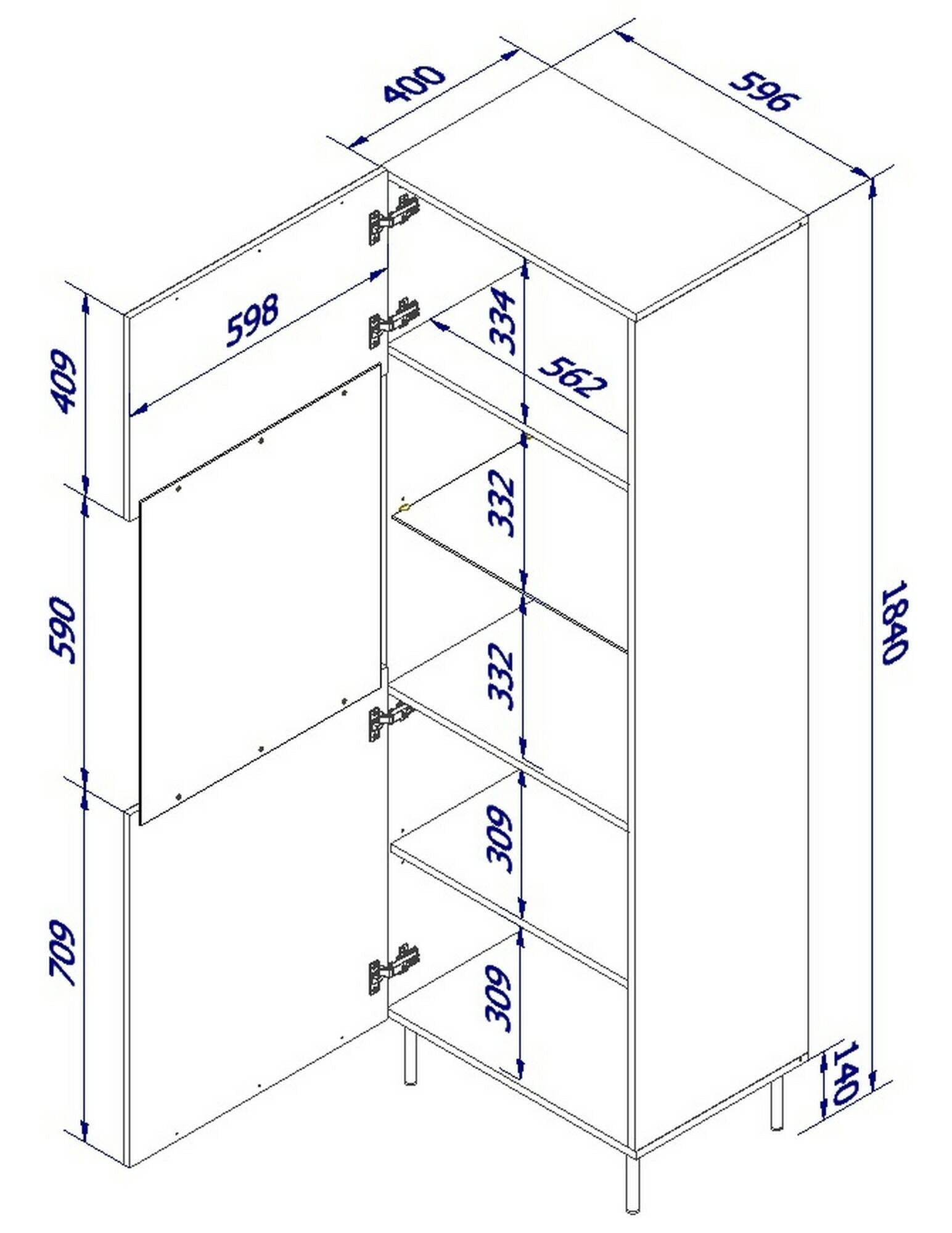 Vetrina Luzzana, Vetrinetta da soggiorno con anta e dettaglio in vetro, Rialzato da terra, 60x42 h183 cm, Beige