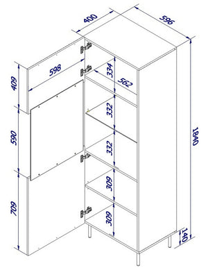 Vetrina Luzzana, Vetrinetta da soggiorno con anta e dettaglio in vetro, Rialzato da terra, 60x42 h183 cm, Beige