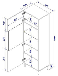 Vetrina Raccuja, Vetrinetta da soggiorno con anta e dettaglio in vetro, Rialzato da terra, 60x42 h183 cm, Beige