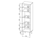 Vetrina Triulzi, Vetrinetta da soggiorno con anta e dettaglio in vetro, Finitura con linee geometriche, 50x40 h187 cm, Noce