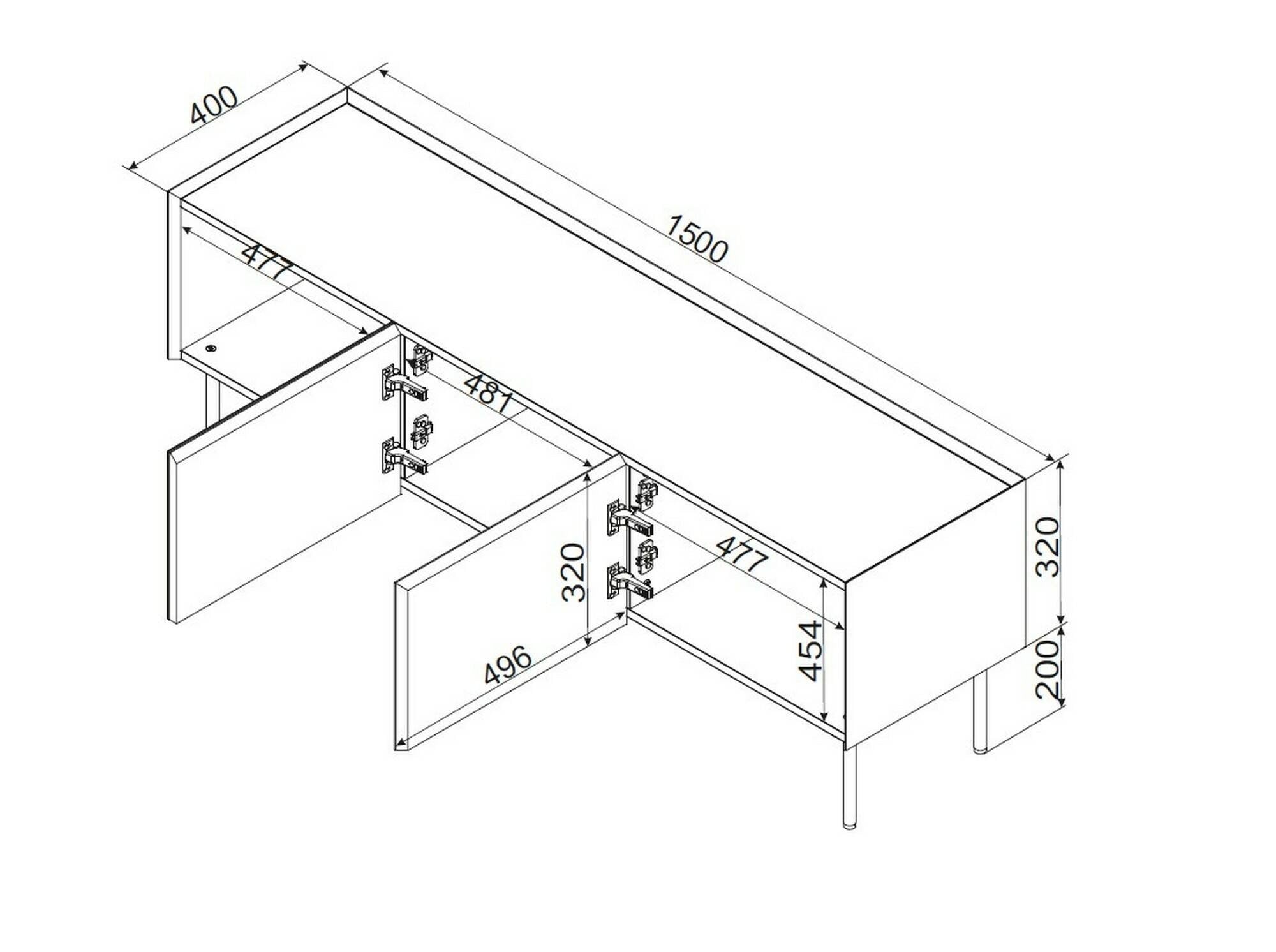 Mobile porta TV Calanna, Madia da salotto con tre ante battenti e tre vani interni, Rialzato da terra, 150x40 h52 cm, Beige e Rovere