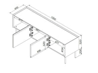 Mobile porta TV Calanna, Madia da salotto con tre ante battenti e tre vani interni, Rialzato da terra, 150x40 h52 cm, Beige e Rovere