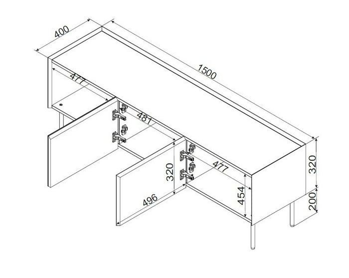 Mobile porta TV Calanna, Madia da salotto con tre ante battenti e tre vani interni, Rialzato da terra, 150x40 h52 cm, Verde e Rovere