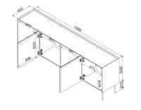 Credenza Sagrado, Madia da salotto con quattro ante battenti e vani interni, Rialzata da terra, 200x40 h70 cm, Beige e Rovere