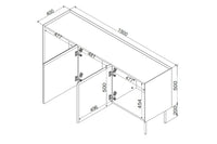 Credenza Verrone, Madia da salotto con tre ante battenti e vani interni, Rialzata da terra, 150x40 h70 cm, Verde e Rovere