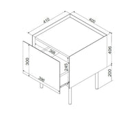 Set di 2 comodini Preci, Comò basso con cassetto e vano interno, Finitura effetto liscio, 40x41 h60 cm, Verde e Rovere