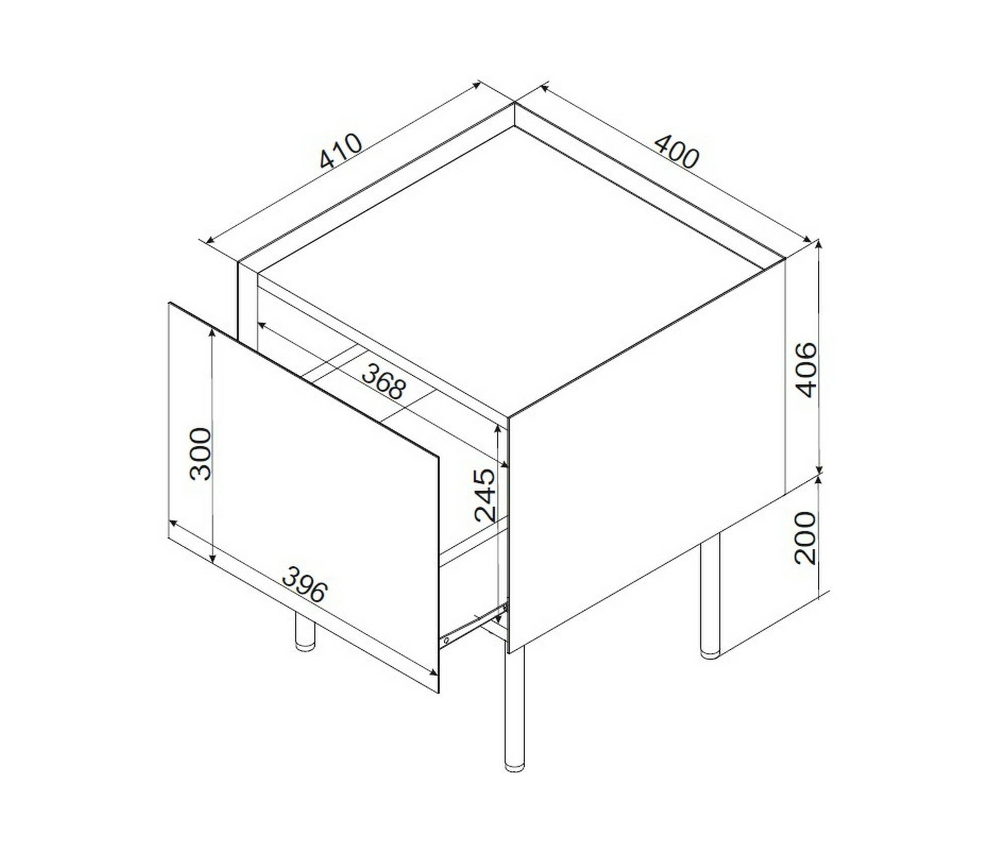 Set di 2 comodini Preci, Comò basso con cassetto e vano interno, Finitura effetto liscio, 40x41 h60 cm, Verde e Rovere