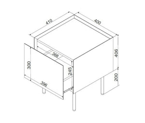 Set di 2 comodini Preci, Comò basso con cassetto e vano interno, Finitura effetto liscio, 40x41 h60 cm, Verde e Rovere