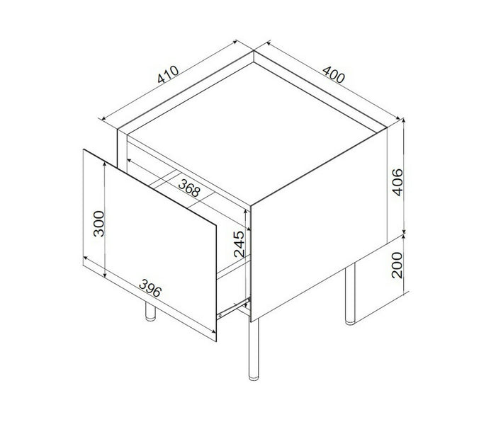 Set di 2 comodini Preci, Comò basso con cassetto e vano interno, Finitura effetto liscio, 40x41 h60 cm, Verde e Rovere