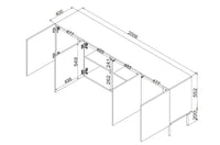 Credenza Gerace, Madia da salotto con quattro ante battenti e vani interni, Rialzata da terra, 201x42 h75 cm, Beige
