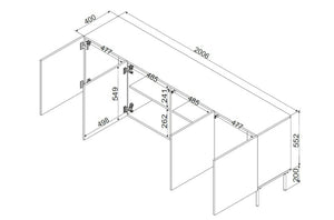 Credenza Gerace, Madia da salotto con quattro ante battenti e vani interni, Rialzata da terra, 201x42 h75 cm, Beige