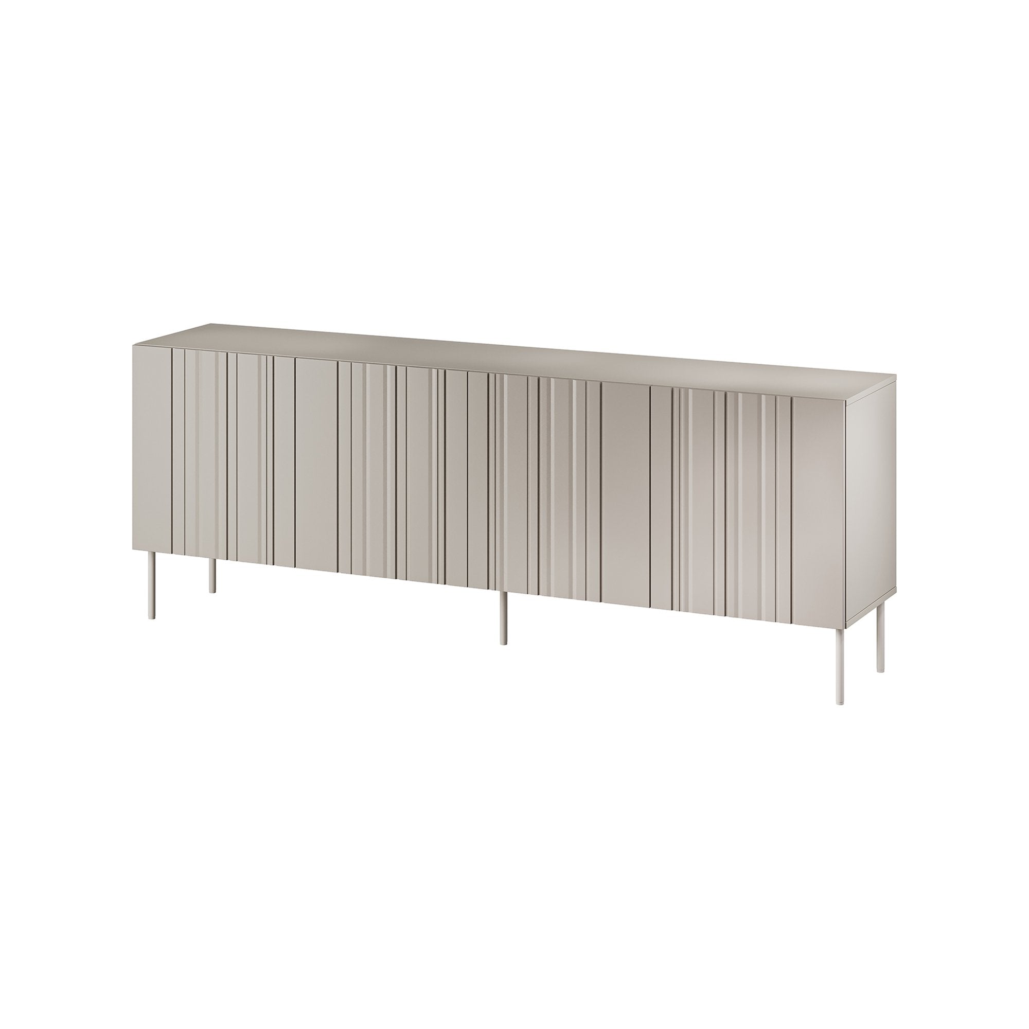 Credenza Gerace, Madia da salotto con quattro ante battenti e vani interni, Rialzata da terra, 201x42 h75 cm, Beige