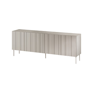 Credenza Gerace, Madia da salotto con quattro ante battenti e vani interni, Rialzata da terra, 201x42 h75 cm, Beige