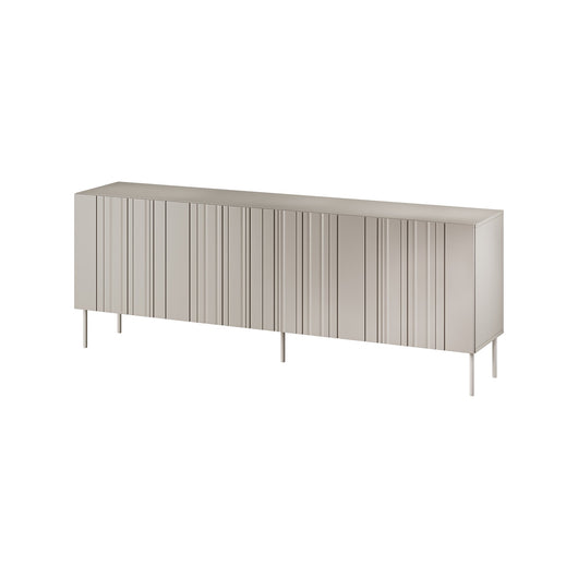 Credenza Gerace, Madia da salotto con quattro ante battenti e vani interni, Rialzata da terra, 201x42 h75 cm, Beige