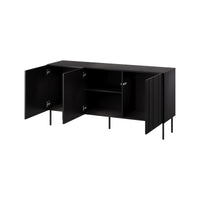 Credenza Spirano, Madia da salotto con tre ante battenti e vani interni, Rialzata da terra, 151x42 h75 cm, Nero