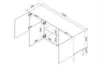 Credenza Spirano, Madia da salotto con tre ante battenti e vani interni, Rialzata da terra, 151x42 h75 cm, Nero