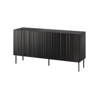 Credenza Spirano, Madia da salotto con tre ante battenti e vani interni, Rialzata da terra, 151x42 h75 cm, Nero