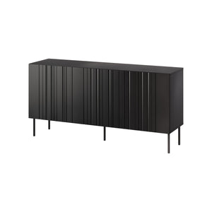 Credenza Spirano, Madia da salotto con tre ante battenti e vani interni, Rialzata da terra, 151x42 h75 cm, Nero
