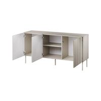 Credenza Spirano, Madia da salotto con tre ante battenti e vani interni, Rialzata da terra, 151x42 h75 cm, Beige