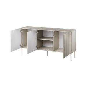 Credenza Spirano, Madia da salotto con tre ante battenti e vani interni, Rialzata da terra, 151x42 h75 cm, Beige