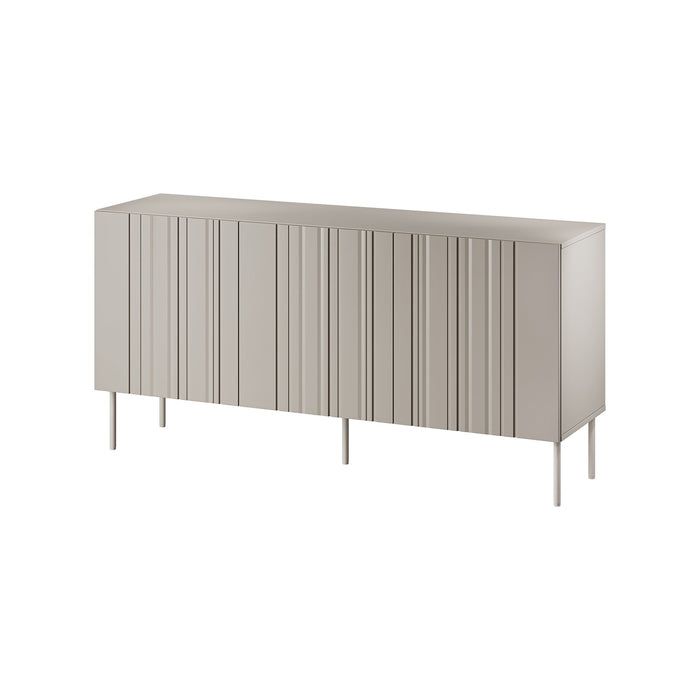 Credenza Spirano, Madia da salotto con tre ante battenti e vani interni, Rialzata da terra, 151x42 h75 cm, Beige