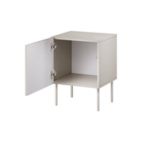 Set di 2 comodini Viano, Comò basso con cassetto e vano interno, Finitura effetto liscio con dettaglio geometrico, 45x42 h59 cm, Beige