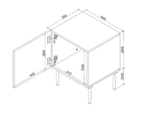 Set di 2 comodini Viano, Comò basso con cassetto e vano interno, Finitura effetto liscio con dettaglio geometrico, 45x42 h59 cm, Beige