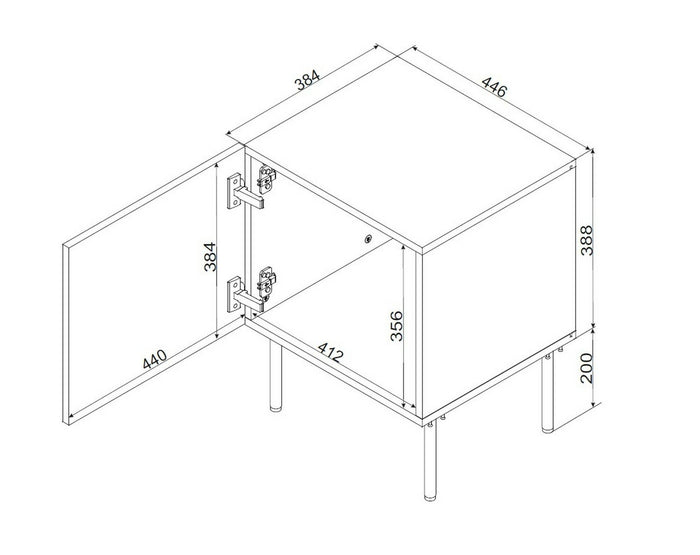 Set di 2 comodini Viano, Comò basso con cassetto e vano interno, Finitura effetto liscio con dettaglio geometrico, 45x42 h59 cm, Beige