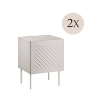 Set di 2 comodini Viano, Comò basso con cassetto e vano interno, Finitura effetto liscio con dettaglio geometrico, 45x42 h59 cm, Beige