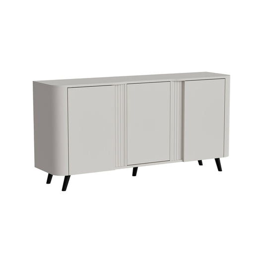 Credenza Loreo, Madia da salotto con tre ante battenti e vani interni, Rialzata da terra, 151x42 h70 cm, Beige