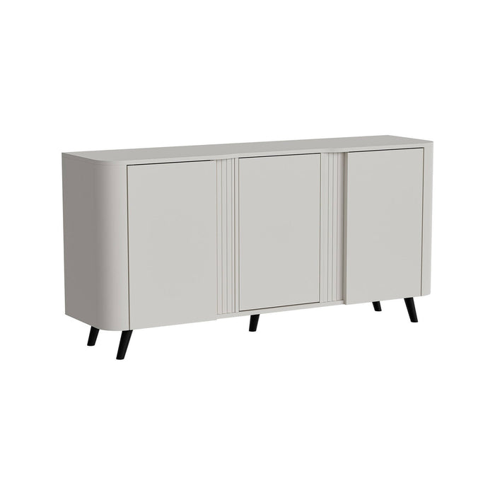 Credenza Loreo, Madia da salotto con tre ante battenti e vani interni, Rialzata da terra, 151x42 h70 cm, Beige
