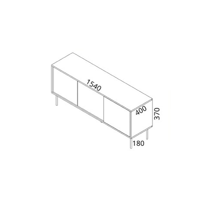 Mobile porta TV Perito, Madia da salotto con tre ante battenti e due vani interni, Rialzato da terra, 154x40 h55 cm, Nero e Oro