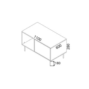 Tavolino da salotto, Con due vani contenitore e ante a ribalta, Rialzato da terra, 110x60 h46 cm, Nero e Oro